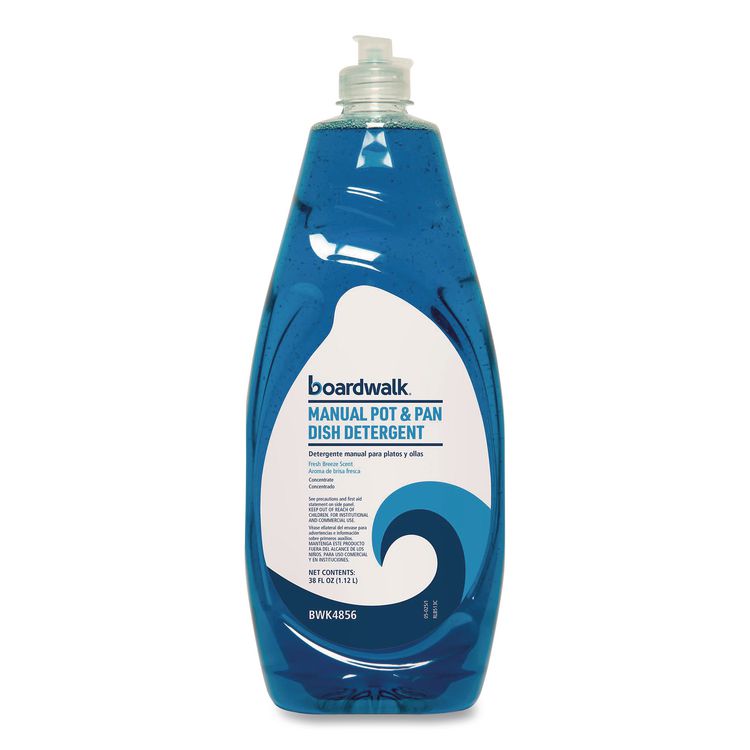 Manual Pot and Pan Dish Detergent, Fresh Breeze Scent, 38 oz Bottle, 8/Carton