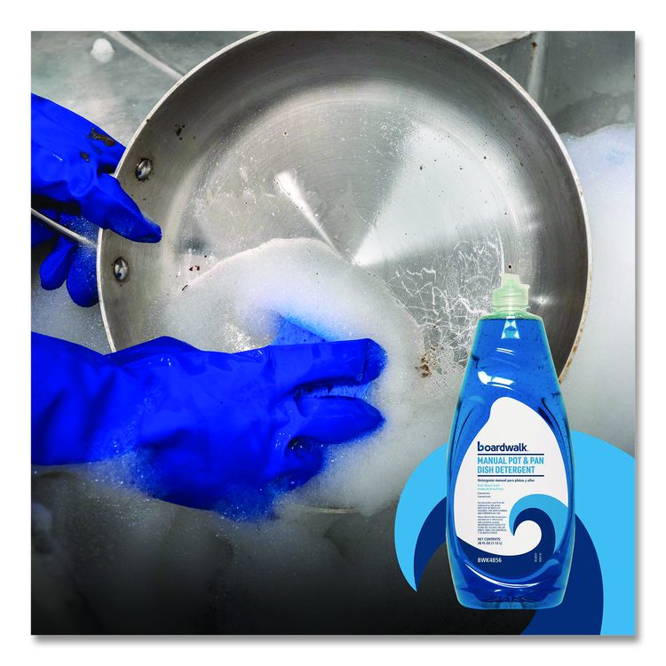 Manual Pot and Pan Dish Detergent, Fresh Breeze Scent, 38 oz Bottle, 8/Carton