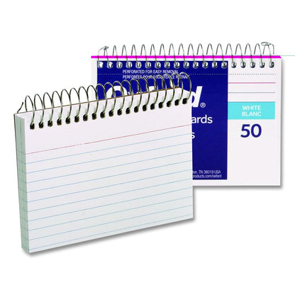 Spiral Index Cards, Ruled, 3 x 5, White, 50/Pack