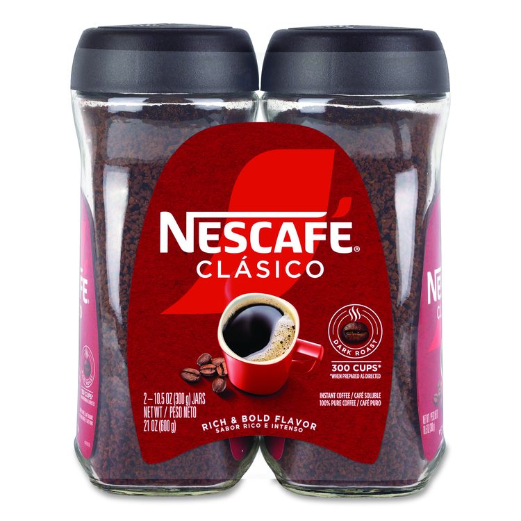 Clasico Dark Roast Instant Coffee, 21 oz Jar, 2/Carton