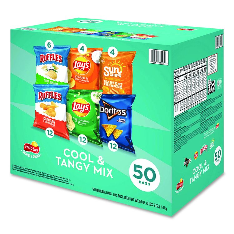 Cool and Tangy Mix Variety Pack, Assorted Flavors, (4) 0.75 oz/(46) 1 oz, 50 Bags/Carton