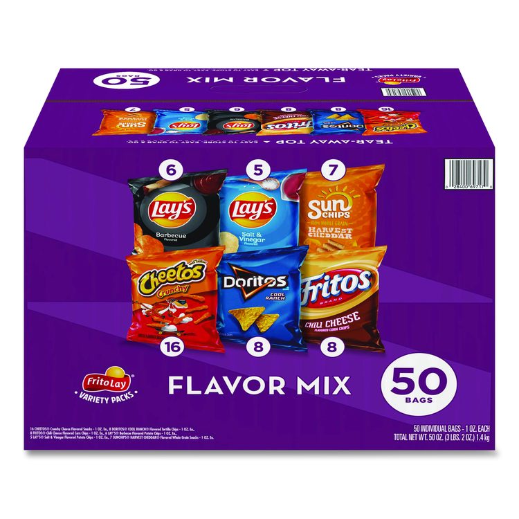 Flavor Mix Variety Pack, Assorted Flavors, 1 oz Bag, 50 Bags/Carton