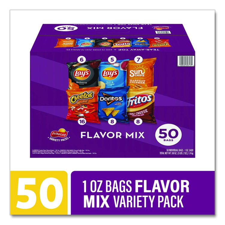 Flavor Mix Variety Pack, Assorted Flavors, 1 oz Bag, 50 Bags/Carton