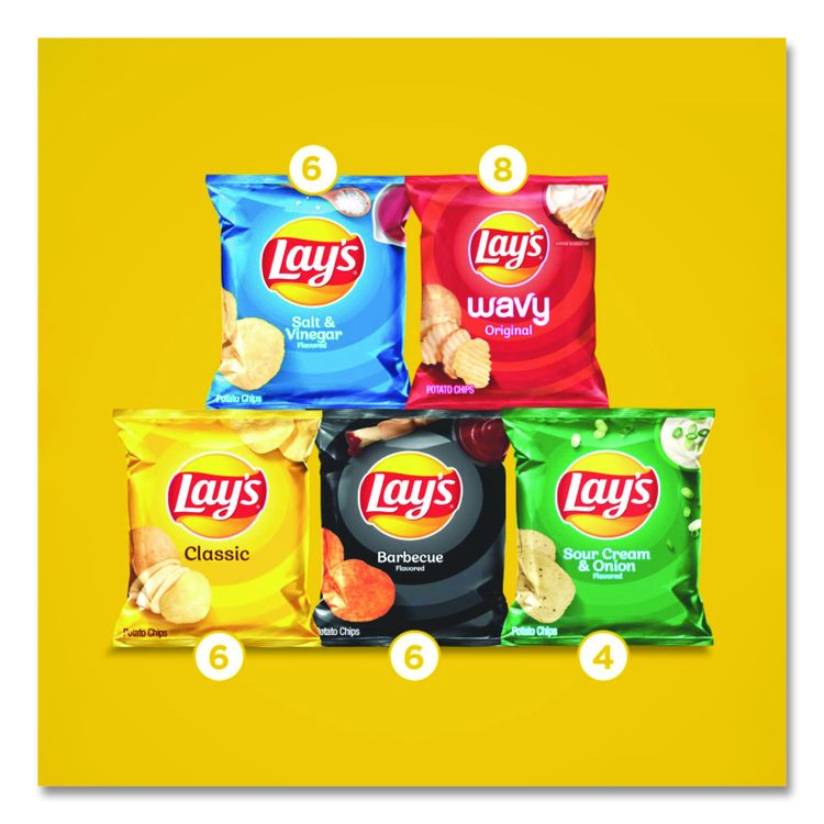 Potato Chip Variety Mix, Assorted Flavors, 1.5 oz Bag, 30 Bags/Carton