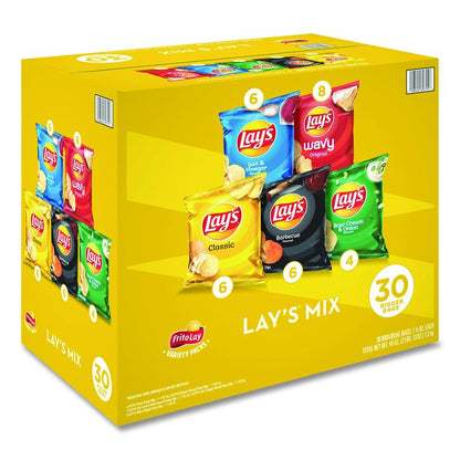 Potato Chip Variety Mix, Assorted Flavors, 1.5 oz Bag, 30 Bags/Carton