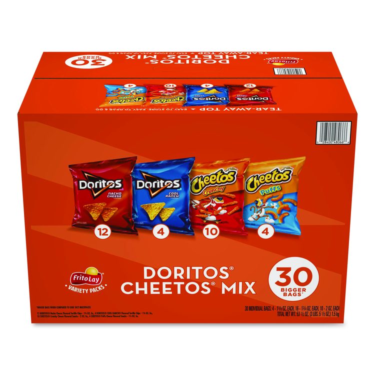 Doritos and Cheetos Variety Pack, Assorted Flavors, Assorted Sizes, 30 Bags/Carton