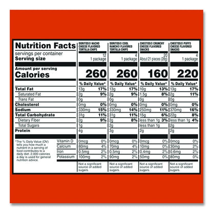 Doritos and Cheetos Variety Pack, Assorted Flavors, Assorted Sizes, 30 Bags/Carton