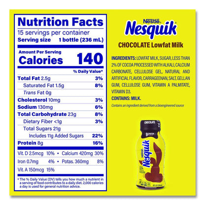 Nesquik Chocolate Lowfat Milk, 8 oz Bottle,  15/Carton