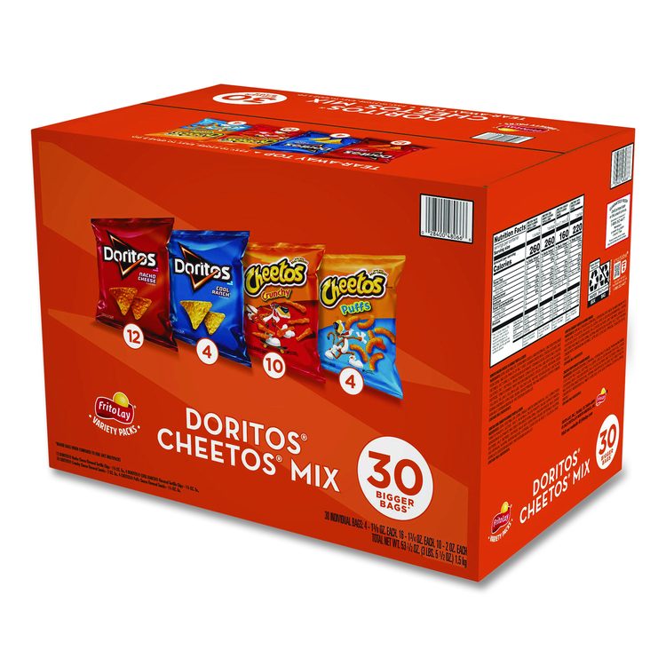 Doritos and Cheetos Variety Pack, Assorted Flavors, Assorted Sizes, 30 Bags/Carton