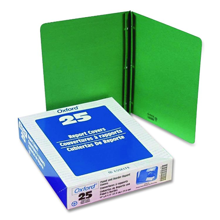 Title Panel and Border Front Report Cover, Three-Prong Fastener, 0.5" Capacity, 8.5 x 11, Assorted/Assorted, 25/Box