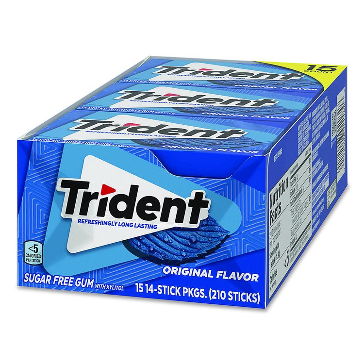 Sugar-Free Gum, Original Mint, 14 Sticks/Pack, 15 Packs/Carton