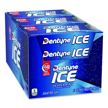 Sugarless Gum, Peppermint Flavor, 16 Pieces/Pack, 12 Packs/Carton
