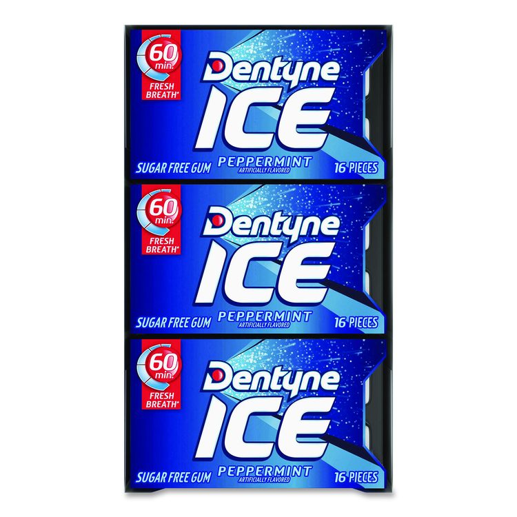 Sugarless Gum, Peppermint Flavor, 16 Pieces/Pack, 12 Packs/Carton
