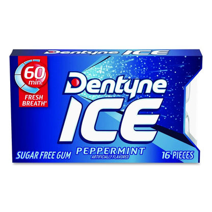 Sugarless Gum, Peppermint Flavor, 16 Pieces/Pack, 12 Packs/Carton