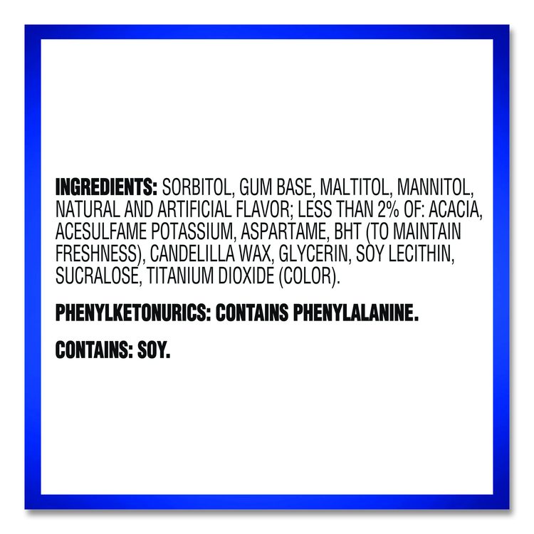 Sugarless Gum, Peppermint Flavor, 16 Pieces/Pack, 12 Packs/Carton