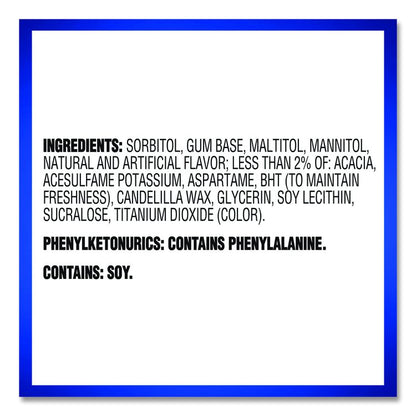 Sugarless Gum, Peppermint Flavor, 16 Pieces/Pack, 12 Packs/Carton