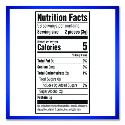 Sugarless Gum, Peppermint Flavor, 16 Pieces/Pack, 12 Packs/Carton