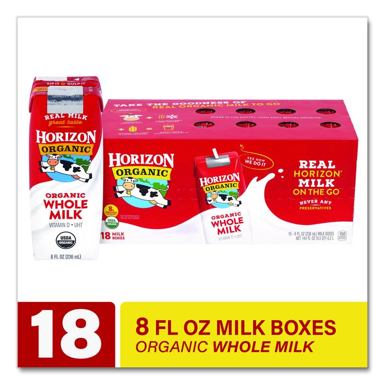 Shelf-Stable Whole Milk Boxes, 8 oz Box, 18/Carton