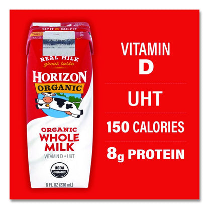 Shelf-Stable Whole Milk Boxes, 8 oz Box, 18/Carton