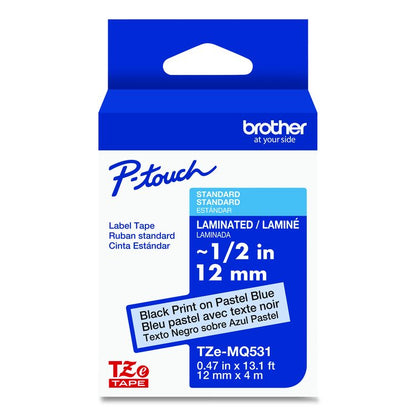 TZ Standard Adhesive Laminated Labeling Tape, 0.47" x 26.2 ft, Pastel Blue