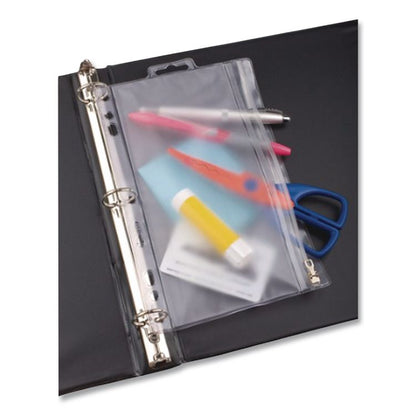 Zipper Binder Pocket, 2- to 5-Hole Punched, 8" x 10.5", Clear