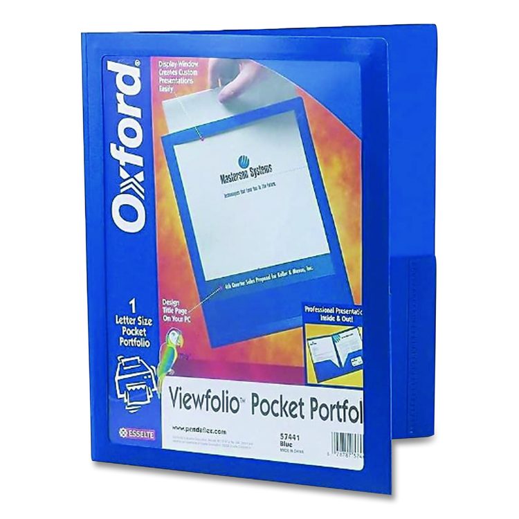 ViewFolio Poly Twin-Pocket Folders, Accommodates (100) 11 x 8.5 Sheets, Clear Front Cover, Blue Back Cover