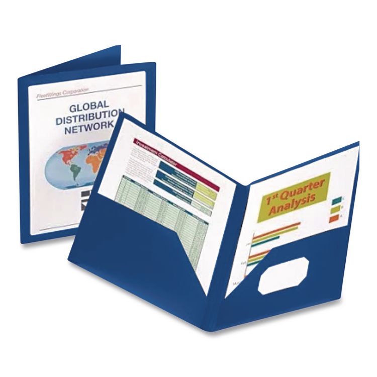 ViewFolio Poly Twin-Pocket Folders, Accommodates (100) 11 x 8.5 Sheets, Clear Front Cover, Blue Back Cover