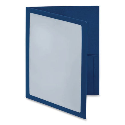 ViewFolio Poly Twin-Pocket Folders, Accommodates (100) 11 x 8.5 Sheets, Clear Front Cover, Blue Back Cover