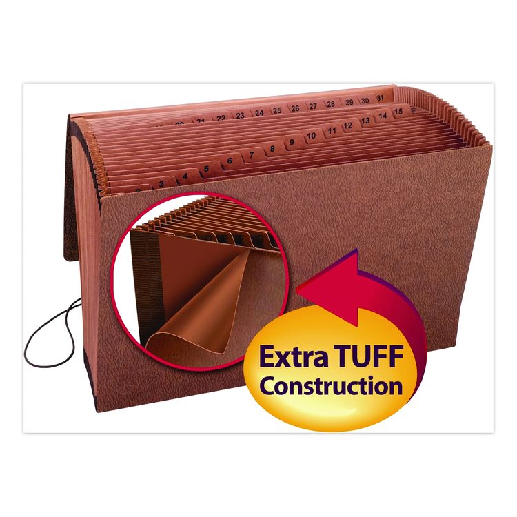 Kraft Indexed Expanding File, 31 Sections, Elastic Cord Closure, 1/15-Cut Tabs, Legal Size, Brown