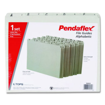Top Tab A-Z File Guides, 1/5-Cut Top Tab, A to Z, 8.5 x 11, Gray, 25/Set
