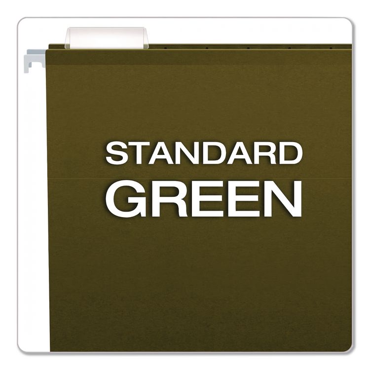 Earthwise by Pendaflex 100% Recycled Colored Hanging File Folders, Printable Inserts, Letter Size, 1/5-Cut Tabs, Green, 25/BX