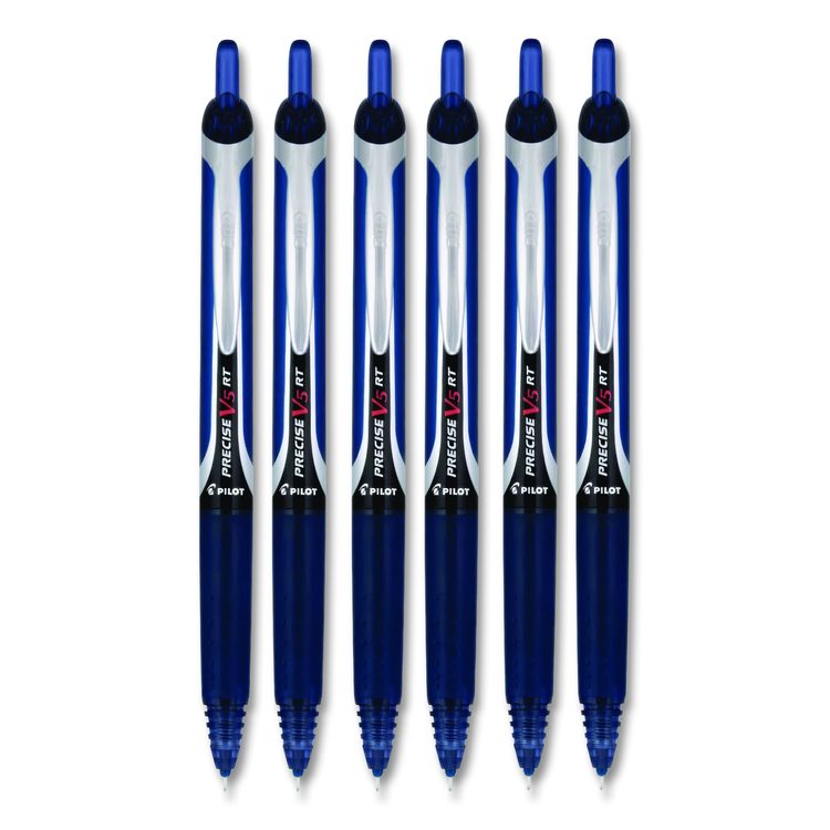 Precise V5RT Rollerball Pen, Retractable, Extra-Fine 0.5 mm, Navy Ink, Navy Barrel, Dozen