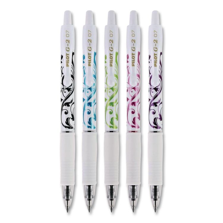 G2 Fashion Premium Gel Pens, Retractable, Fine 0.7 mm, Assorted Ink and Barrel Colors, 5/Pack