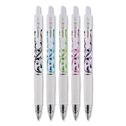 G2 Fashion Premium Gel Pens, Retractable, Fine 0.7 mm, Assorted Ink and Barrel Colors, 5/Pack