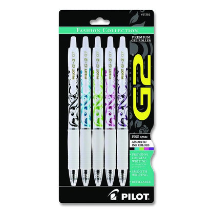G2 Fashion Premium Gel Pens, Retractable, Fine 0.7 mm, Assorted Ink and Barrel Colors, 5/Pack