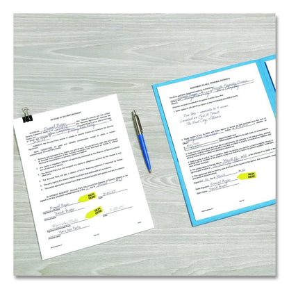 Arrow Message Page Flag Refills, "Sign Here", Yellow, 120 Flags/Roll, 6 Rolls/Box
