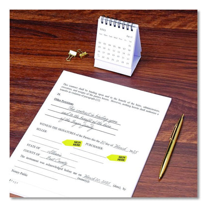 Arrow Message Page Flag Refills, "Sign Here", Yellow, 120 Flags/Roll, 6 Rolls/Box