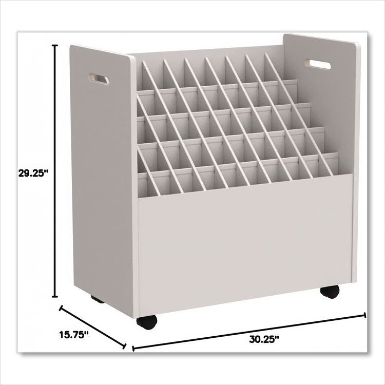 Laminate Mobile Roll Files, 50 Compartments, 30.25w x 15.75d x 29.25h, Putty