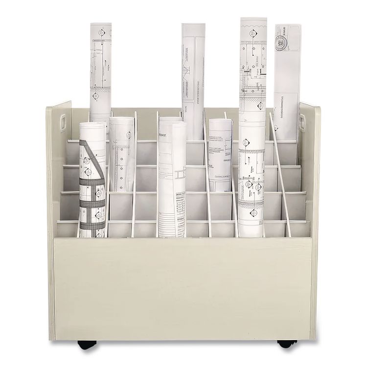 Laminate Mobile Roll Files, 50 Compartments, 30.25w x 15.75d x 29.25h, Putty
