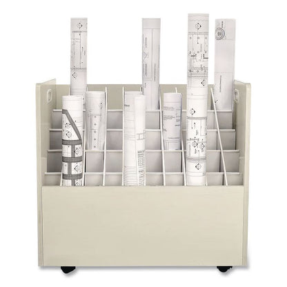 Laminate Mobile Roll Files, 50 Compartments, 30.25w x 15.75d x 29.25h, Putty