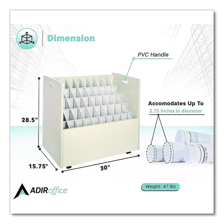 Laminate Mobile Roll Files, 50 Compartments, 30.25w x 15.75d x 29.25h, Putty