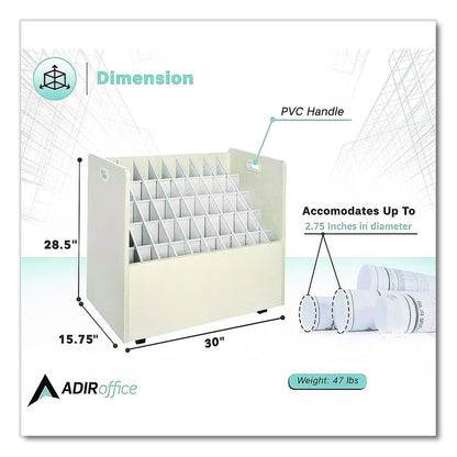 Laminate Mobile Roll Files, 50 Compartments, 30.25w x 15.75d x 29.25h, Putty