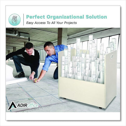 Laminate Mobile Roll Files, 50 Compartments, 30.25w x 15.75d x 29.25h, Putty