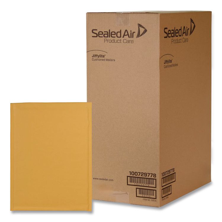 Jiffylite Self-Seal Bubble Mailer, #0, Barrier Bubble Air Cell Cushion, Self-Adhesive Closure, 6 x 10, Brown Kraft, 200/CT