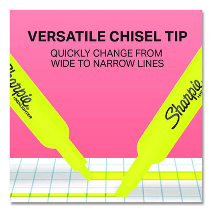 Tank Style Highlighters, Fluorescent Yellow Ink, Chisel Tip, Yellow Barrel, 2/Pack