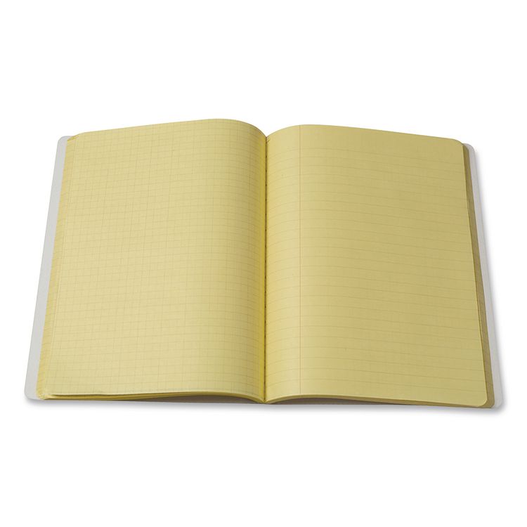 Dual Ruled Composition Book, Left: Quad Rule (4 sq/in), Right: Wide/Legal Rule (3/8"), Yellow Cover, (100) 9.75 x 7.5 Sheets