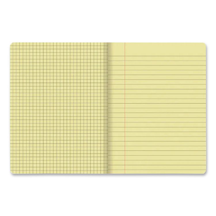 Dual Ruled Composition Book, Left: Quad Rule (4 sq/in), Right: Wide/Legal Rule (3/8"), Yellow Cover, (100) 9.75 x 7.5 Sheets