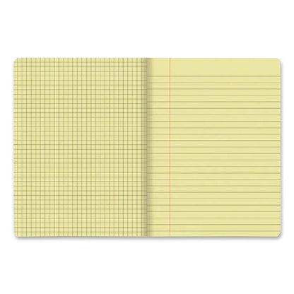 Dual Ruled Composition Book, Left: Quad Rule (4 sq/in), Right: Wide/Legal Rule (3/8"), Yellow Cover, (100) 9.75 x 7.5 Sheets