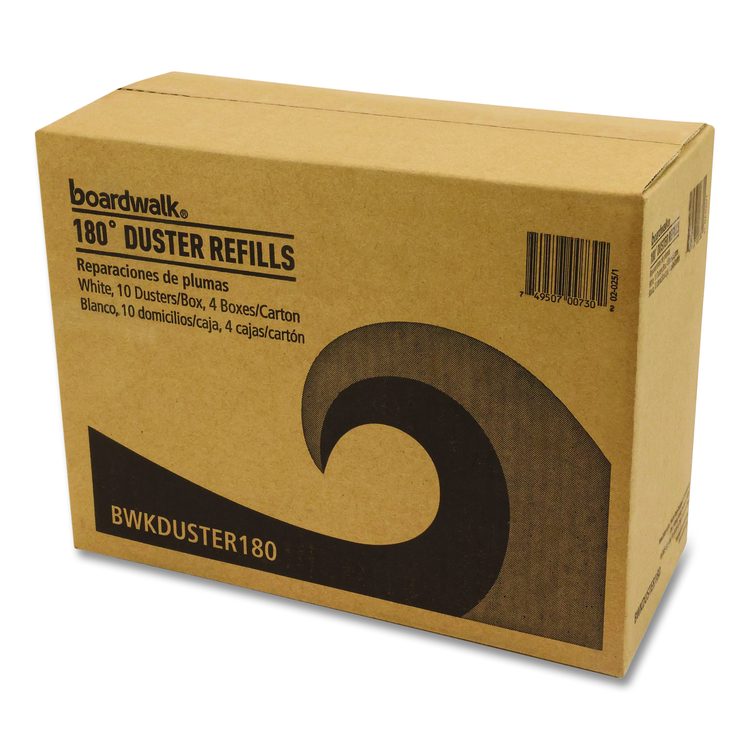 180 Duster Refills, Soft Fluffy Fibers, White, 10 Dusters/Box, 4 Boxes/Carton