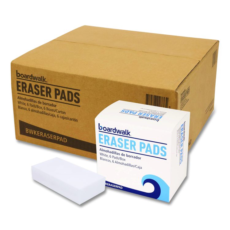 Eraser Pads, 2.5 x 4.5, 1" Thick, White, 6 Pads/Pack, 6 Packs/Carton